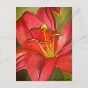 Red Alert Lily - färgkonsblommor Vykort