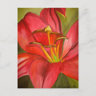 Red Alert Lily - färgkonsblommor Vykort