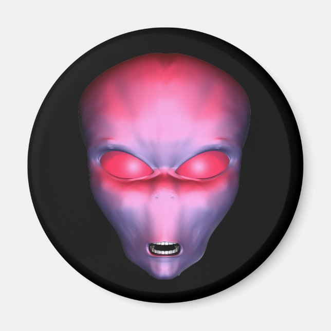 Red Alien Ansikte Magnet (Framsidan)