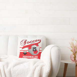 Red All Star-fotbolls-ball DIY Namn & Number Kudde