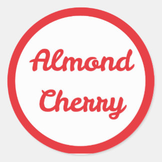 RED Almond Cherry Flavor Round Sticker Runt Klistermärke