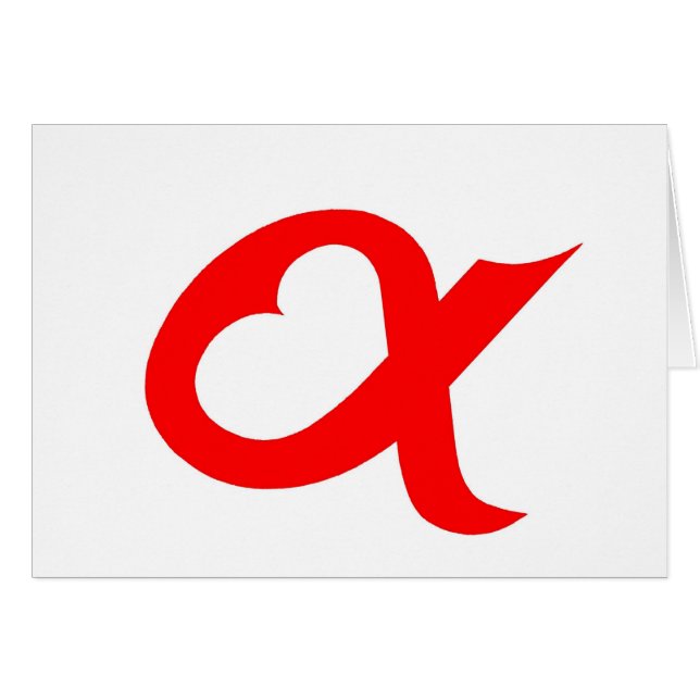 Red alpeart hälsningskort (Framsidan Horizontal)