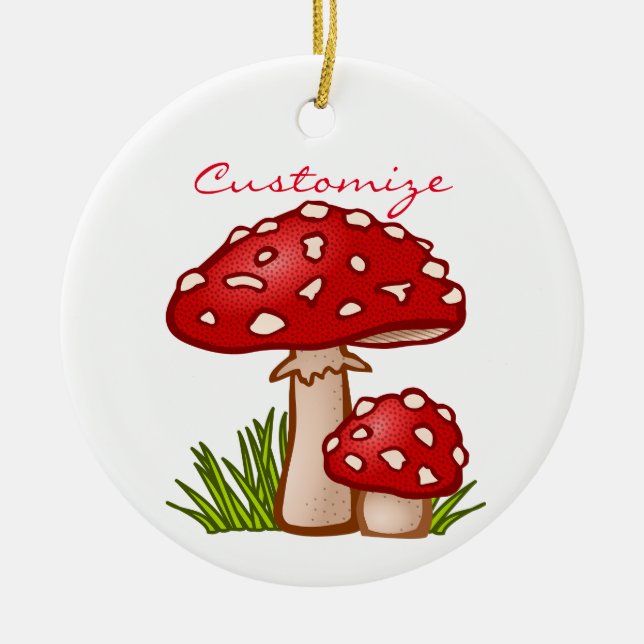 Red Amanita Mushroom Thunder_Cove Julgransprydnad Keramik (Framsidan)