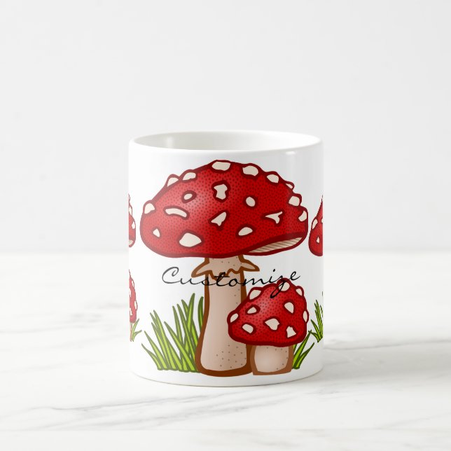 Red Amanita Mushroom Thunder_Cove Kaffemugg (Center)