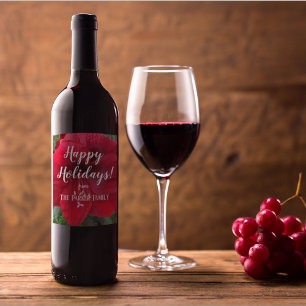 Red Amaryllis Bloom Personlig Helgdag Vinflaska Etikett