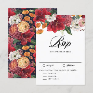 Red Amaryllis Botanical Winter Wedding OSA Kort