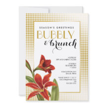 Red Amaryllis Flower Checked Guld