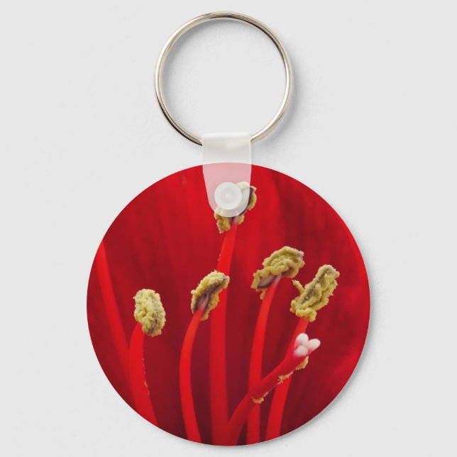 Red Amaryllis Keychain Nyckelring (Framsida)