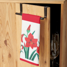 Red Amaryllis Kitchen Towel julpresentdekoder Kökshandduk