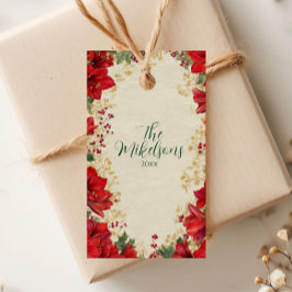 Red Amaryllis Rustic Helgdag jul Presentetikett