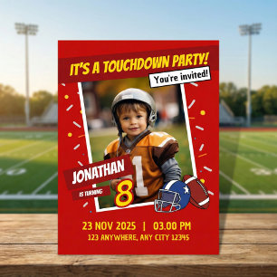 Red American Football Touchdown Barns födelsedag Inbjudningar