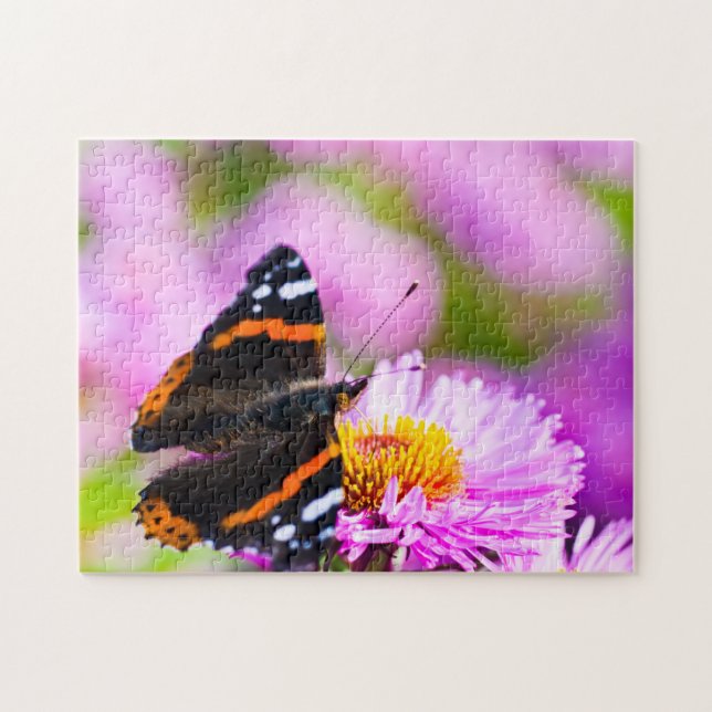 Red Amiral Butterfly Jigszle puzzle Pussel (Horisontell)