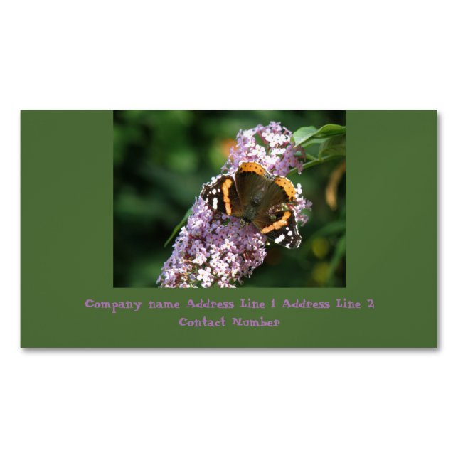 Red Amiral butterfly och Buddleia Personlig Visitkortmagnet (Framsida)