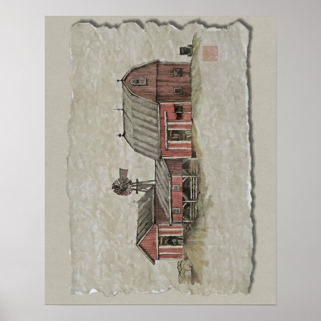 Red Amish Barn & Kvarn Poster (Framsidan)