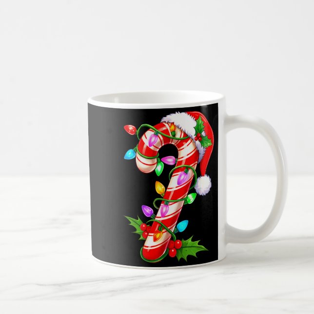 Red &amp; White Candy Cane Crew Christmas Santa Ha Kaffemugg (Höger)