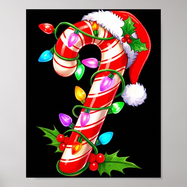Red &amp; White Candy Cane Crew Christmas Santa Ha Poster (Framsidan)