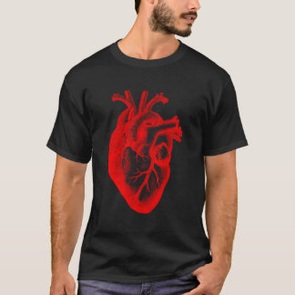 Red Anatomical Heart Design T Shirt