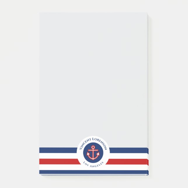 Red Anchor Boat Yacht Nautical Specialist Post-it Block (Framsida)