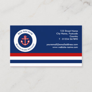 Red Anchor Boat Yacht Nautical Specialist Visitkort