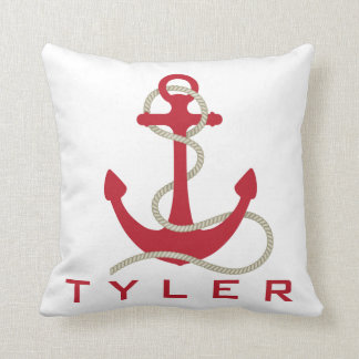 Red Anchor med Red and White Rand personalize Kudde