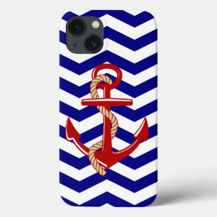Red Anchor Nautical Chevron Rand
