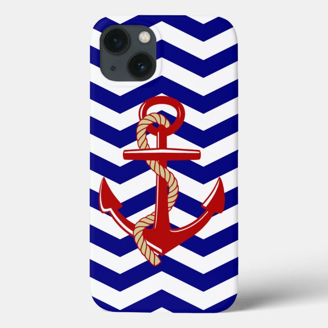 Red Anchor Nautical Chevron Rand (Baksida)