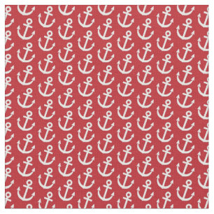 Red Anchor Nautical Mönster Tyg