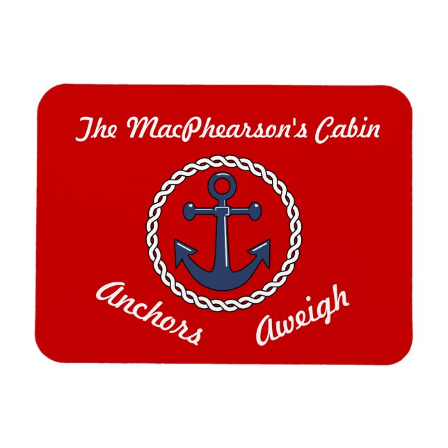 Red Anchors Aweigh Stateroom Door Marker Magnet (Horisontell)