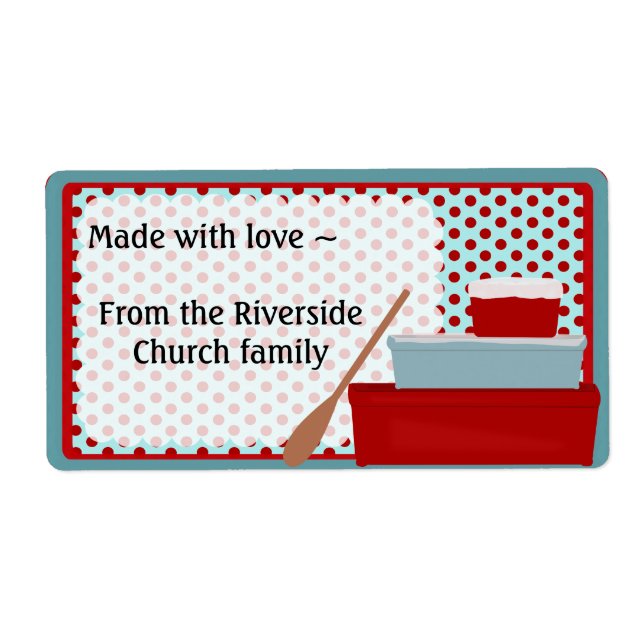 Red and Aqua Kitchen-etikett Fraktsedel (Framsidan)