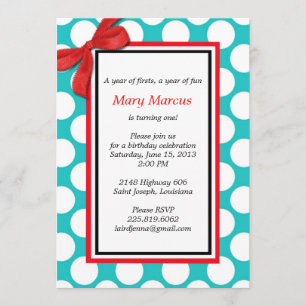 Red and Aqua Polka Dot Wedding bjudande Inbjudningar