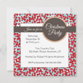 Red and aqua polka dots jul Party Inbjudningar
