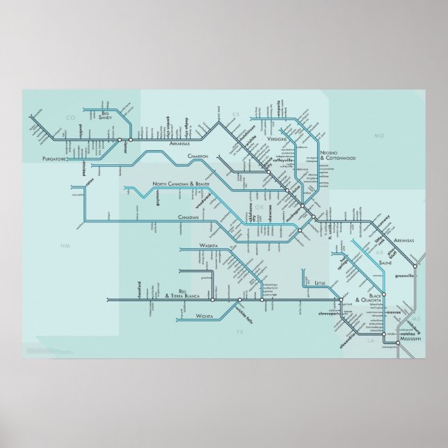 Red and Arkansas Rivers 30" x 20" Poster (Framsidan)