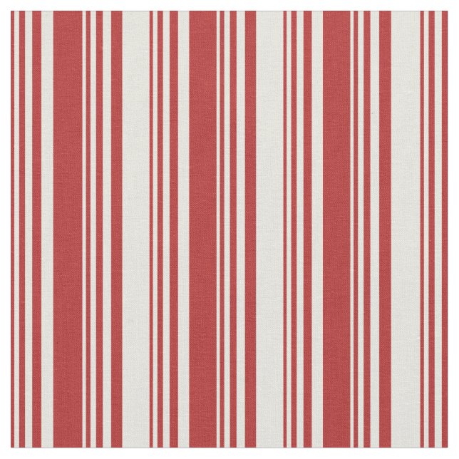 Red and Beige Färgad Stripe Mönster Tyg (Närbild)