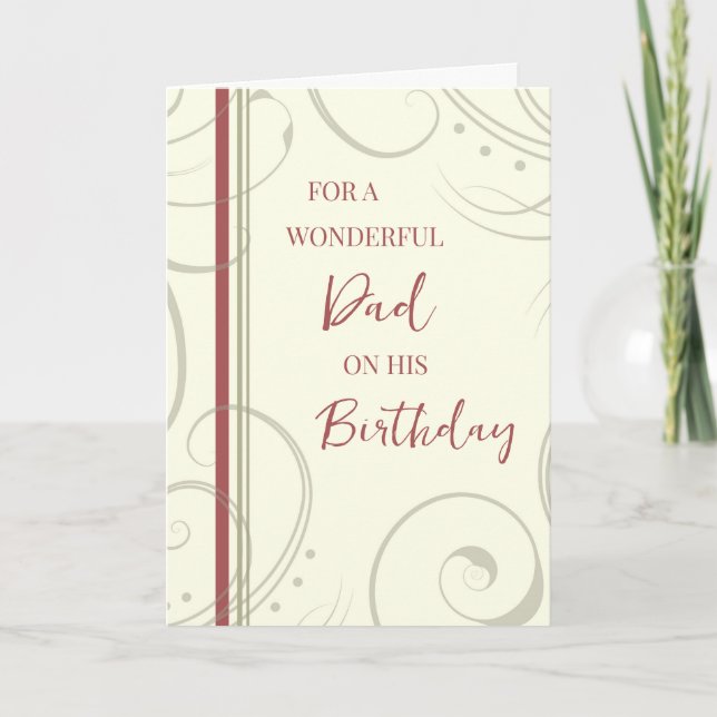 Red and Beige Pappa Birthday Kort (Framsida)