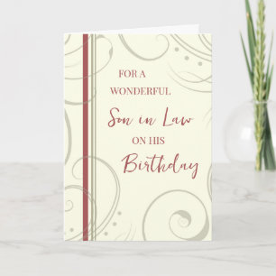 Red and Beige Son in Law Birthday Kort