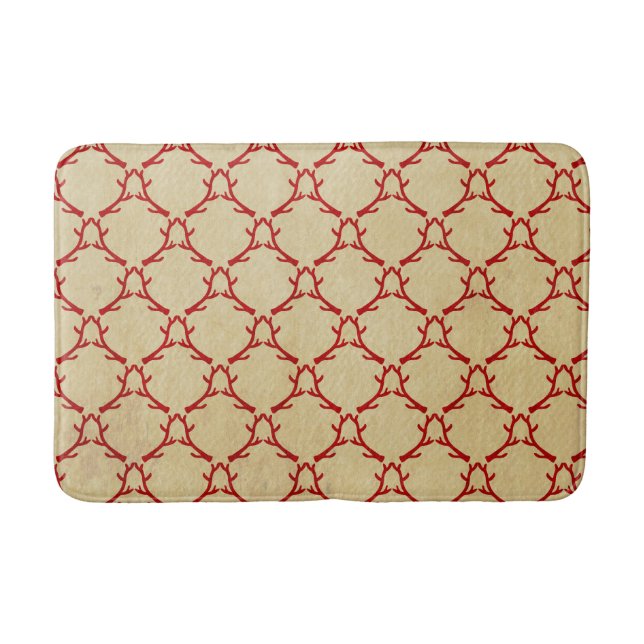 Red and Beige Woodland Antler Bath Mat Badrumsmatta (Framsidan)