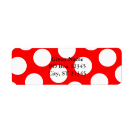 Red and Big White Polka Dot Returadress Etikett