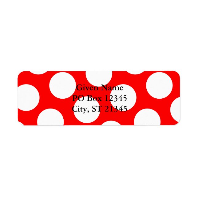 Red and Big White Polka Dot Returadress Etikett (Framsidan)