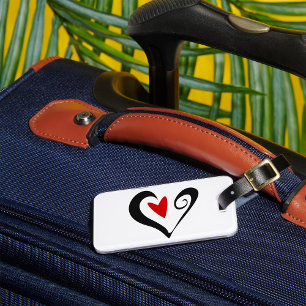 Red and Black Abstrakt Heart Modern Romantic Bagagebricka