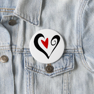 Red and Black Abstrakt Heart Modern Romantic Knapp