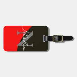 Red and Black Abstrakt Monogram Bagagebricka