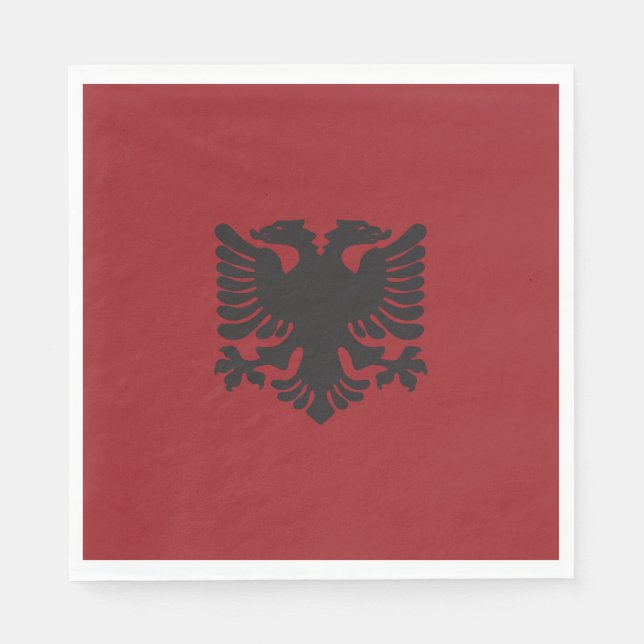 Red and Black Albanian Eagle Cocktail Napkins Pappersservett (Framsidan)