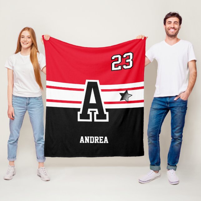 Red and Black All Sport Brev Fleecefilt (På plats)