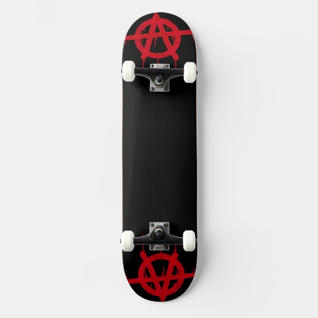 Red And Black Anarchy Original Art Mini Skateboard Bräda 18,5 Cm (Framsida)
