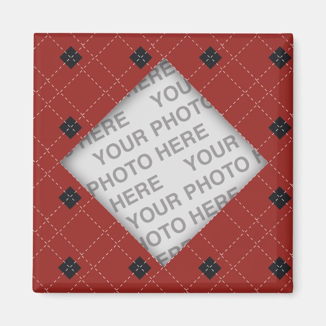Red and Black Argyle Photo Magnet (Framsidan)