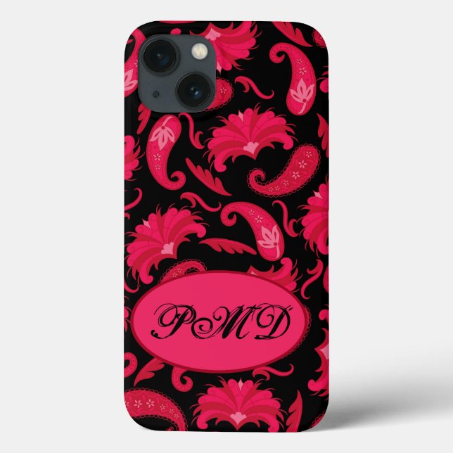 Red and Black Art Deco Paisley Monogram (Baksida)