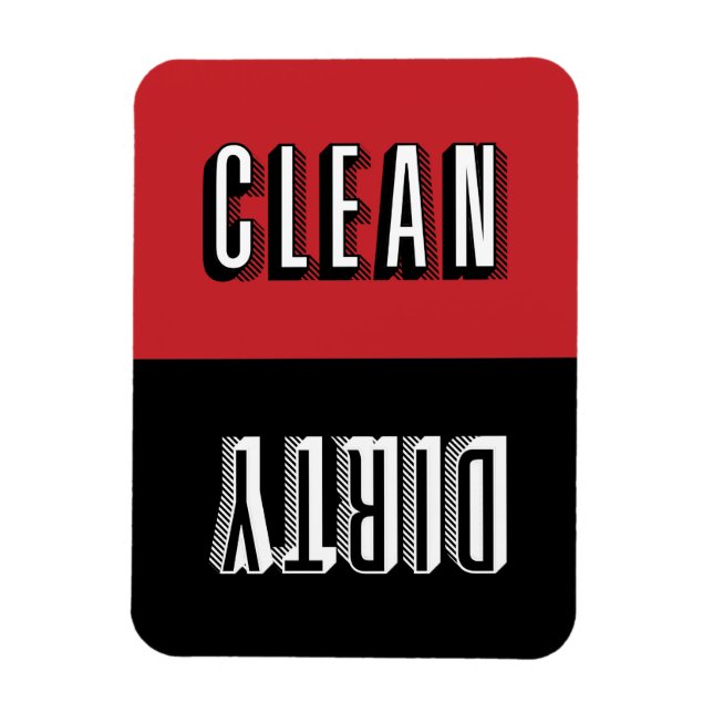 Red and Black Block Modern Typography Dishwasher Magnet (Vertikal)
