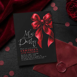 Red and Black Bow Luxury Elegant Gala Birthday Inbjudningar