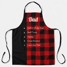 Red and Black Buffalo Check Apron for Pappa