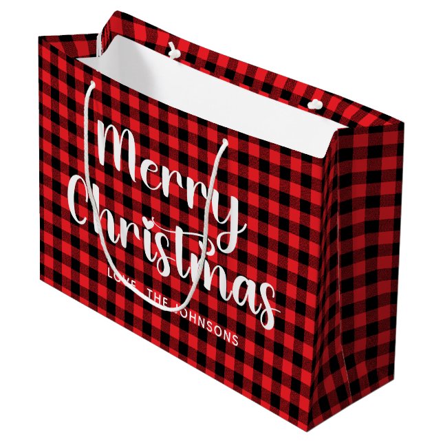 Red and Black Buffalo Plaid Merry Christmas (Framsidan Vinklad)